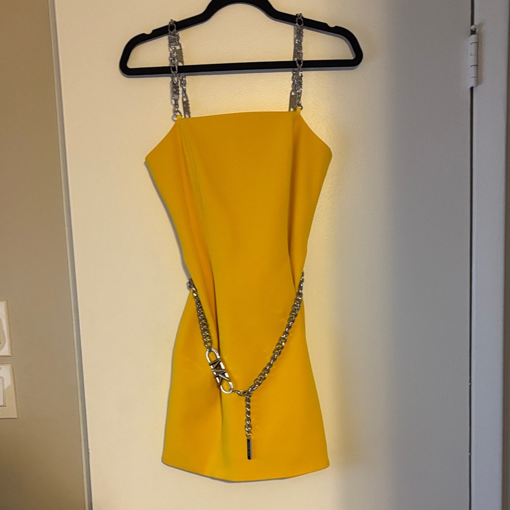 Michael Kors Yellow Mini Dress with Chain Details